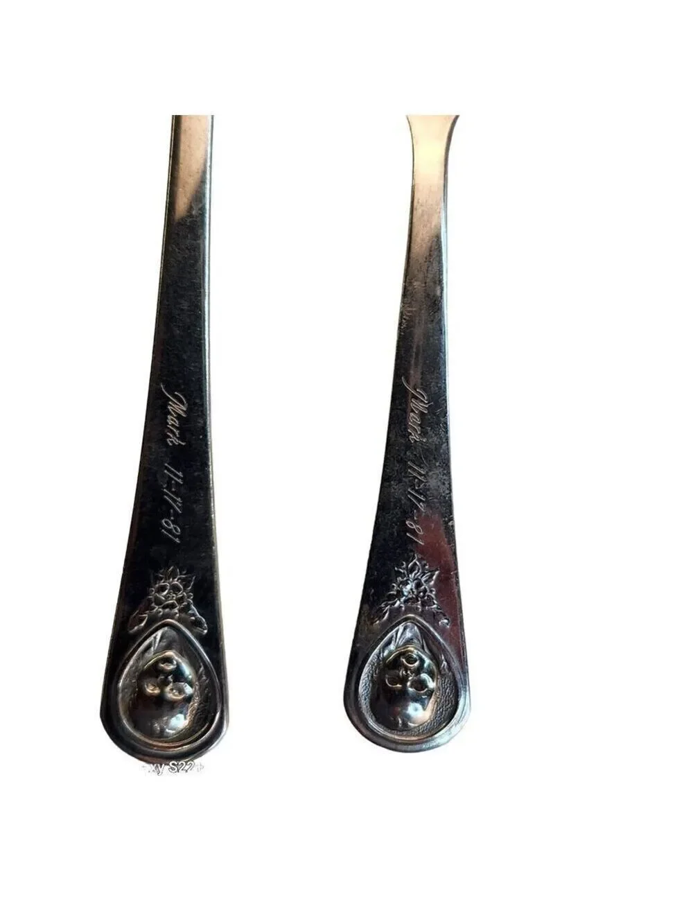 Vintage Baby Utensils Set 5 Teaspoons Forks Silver Stainless